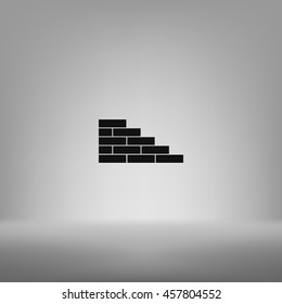 Flat paper cut style icon of brickwork fragment. Vector illustration