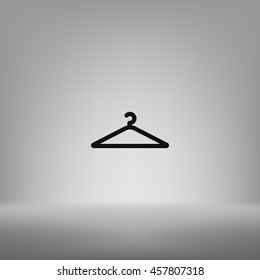 Flat paper cut style icon of hanger. Vector illustration
