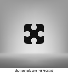 Flat paper cut style icon of puzzle part