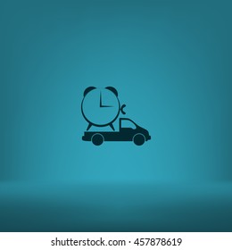 Flat paper cut style icon of vehicle. Delivery car symbol vector illustration