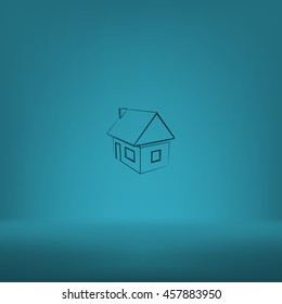 Flat paper cut style icon of house model vector illustration