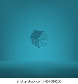 Flat paper cut style icon of house model vector illustration