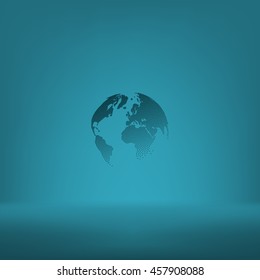 Flat paper cut style icon of globe. Vector illustration