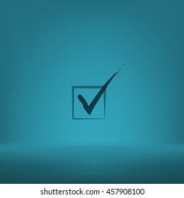 Flat paper cut style icon of check box. Vector illustration
