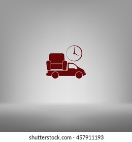 Flat paper cut style icon of vehicle. Delivery car symbol vector illustration
