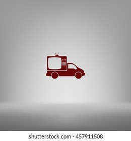 Flat paper cut style icon of vehicle. Delivery car symbol vector illustration