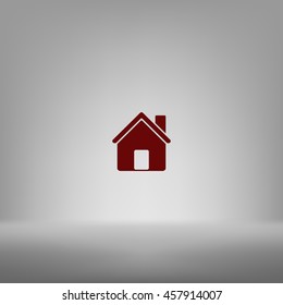 Flat paper cut style icon of house. Vector illustration