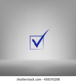 Flat paper cut style icon of check box. Vector illustration