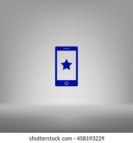 Flat paper cut style icon of mobile phone. Vector illustration