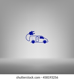 Flat paper cut style icon of an eco car. Vector illustration