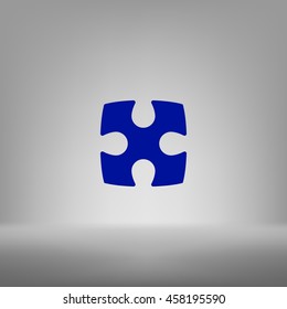 Flat paper cut style icon of puzzle part