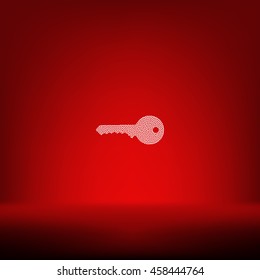 Flat paper cut style icon of an old key. Vector illustration