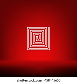 Flat paper cut style icon of floor heating. Vector illustration