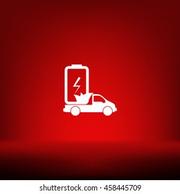 Flat paper cut style icon of eco vehicle. Delivery car symbol vector illustration