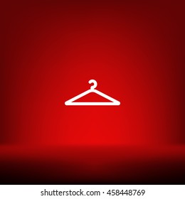 Flat paper cut style icon of hanger. Vector illustration