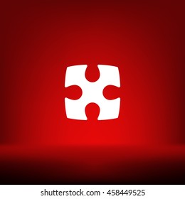 Flat paper cut style icon of puzzle part