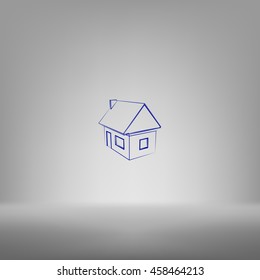 Flat paper cut style icon of house model vector illustration
