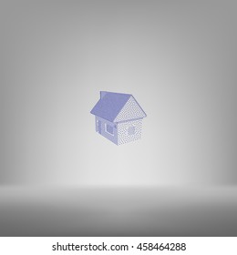 Flat paper cut style icon of house model vector illustration