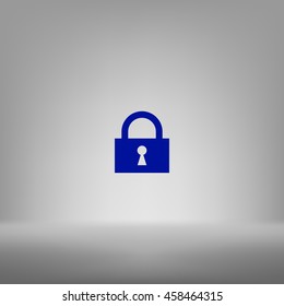 Flat paper cut style icon of a lock. Vector illustration
