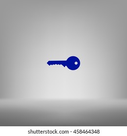 Flat paper cut style icon of an old key. Vector illustration