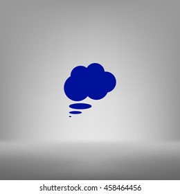 Flat paper cut style icon of thought cloud. Vector illustration