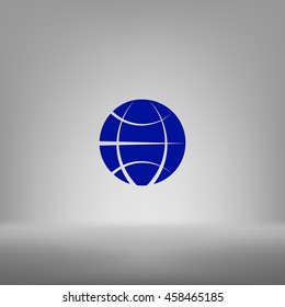 Flat paper cut style icon of globe. Vector illustration