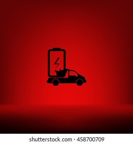 Flat paper cut style icon of eco vehicle. Delivery car symbol vector illustration