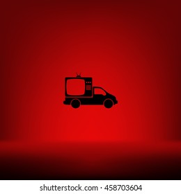 Flat paper cut style icon of vehicle. Delivery car symbol vector illustration