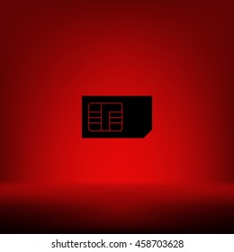 Flat paper cut style icon of a sim card. Vector illustration