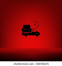 Flat paper cut style icon of vehicle. Delivery car symbol vector illustration