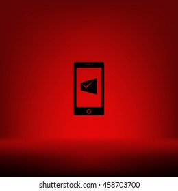 Flat paper cut style icon of Short Message. Vector illustration