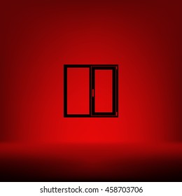 Flat paper cut style icon of modern window. Vector illustration