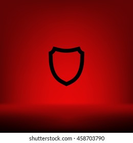 Flat paper cut style icon of a shield. Vector illustration