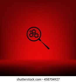 Flat paper cut style icon of magnifier. Vector illustration