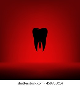 Flat paper cut style icon of tooth. Dentistry symbol icon vector illustration
