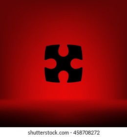 Flat paper cut style icon of puzzle part