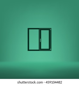 Flat paper cut style icon of modern window. Vector illustration