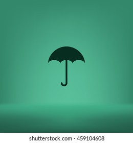 Flat paper cut style icon of umbrella. Vector illustration