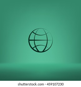 Flat paper cut style icon of globe. Vector illustration