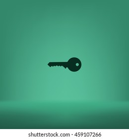 Flat paper cut style icon of an old key. Vector illustration