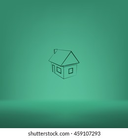 Flat paper cut style icon of house model vector illustration