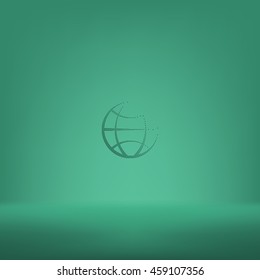 Flat paper cut style icon of globe. Vector illustration