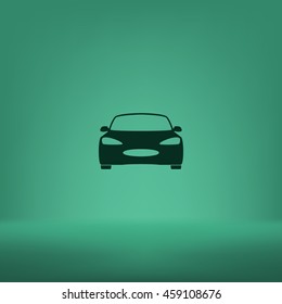 Flat paper cut style icon of a car. Vector illustration