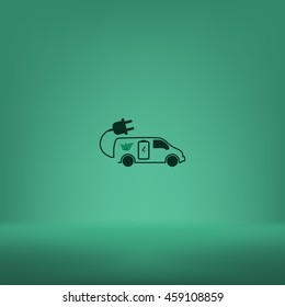 Flat paper cut style icon of an eco car. Vector illustration