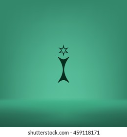 Flat paper cut style icon of trophy and award. Vector illustration