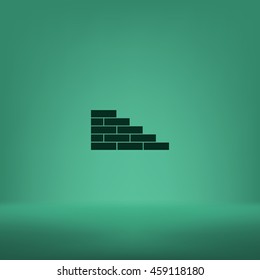 Flat paper cut style icon of brickwork fragment. Vector illustration