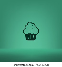 Flat paper cut style icon of cake. Vector illustration