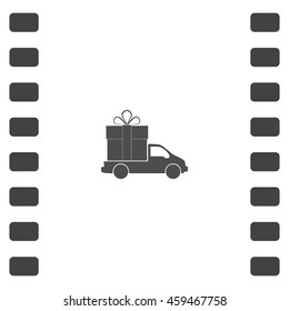 Flat paper cut style icon of vehicle. Delivery car symbol vector illustration