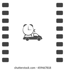 Flat paper cut style icon of vehicle. Delivery car symbol vector illustration