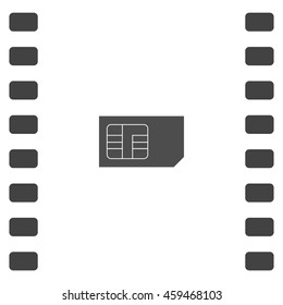 Flat paper cut style icon of a sim card. Vector illustration